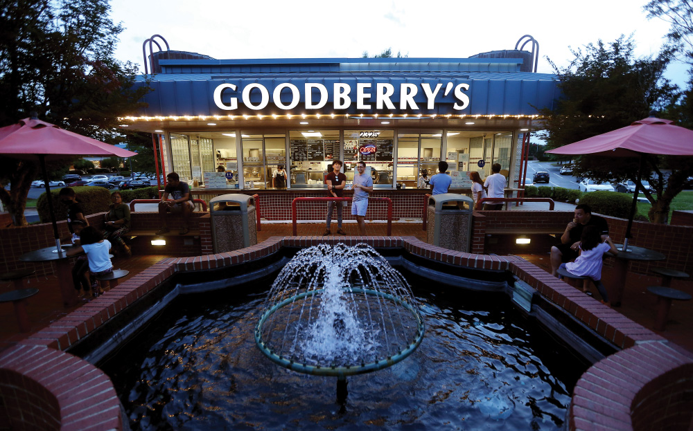 Goodberry's has nine locations in the Triangle, each with a fountain in the courtyard. Photo by Bob Karp for WALTER magazine.