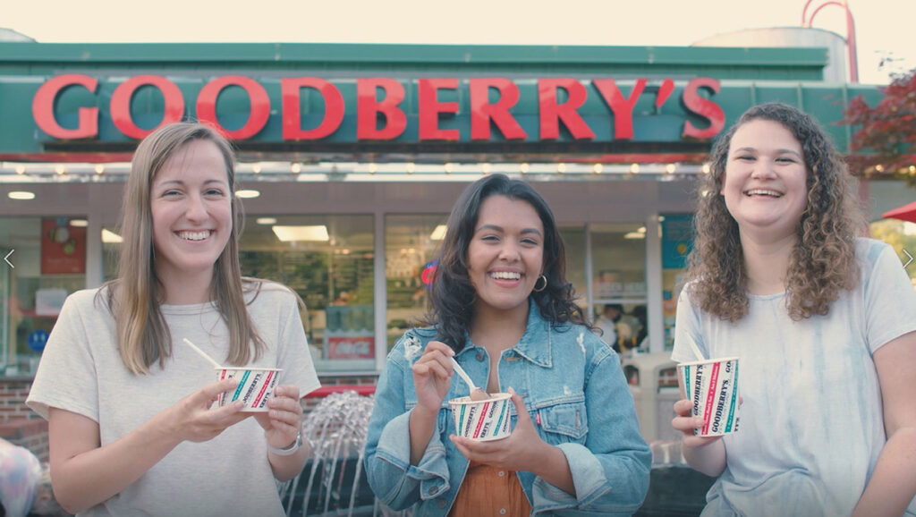 Three women enjoying Goodberry's frozen custard.